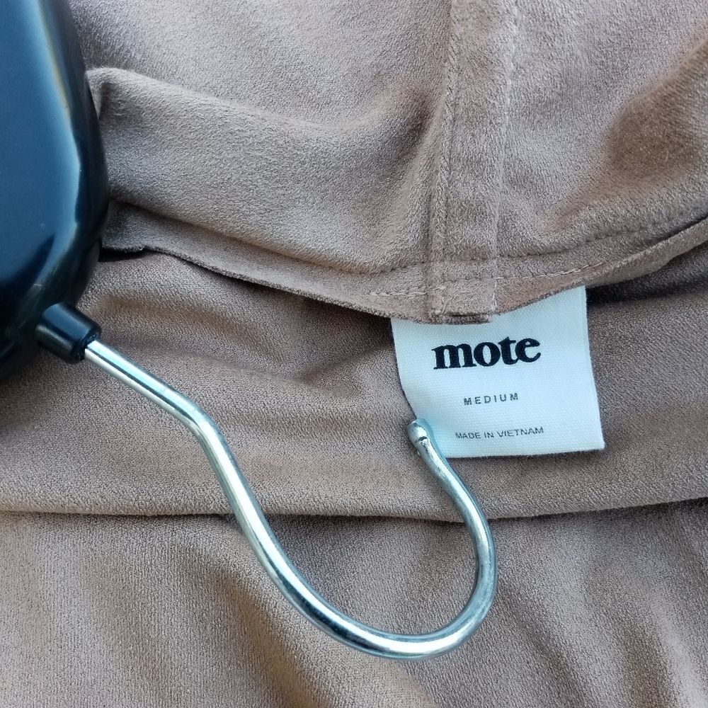 MOTE Moto Jacket Faux Brown Suede Long Sleeve Waterfall Front Zip Size M - Picture 5 of 8